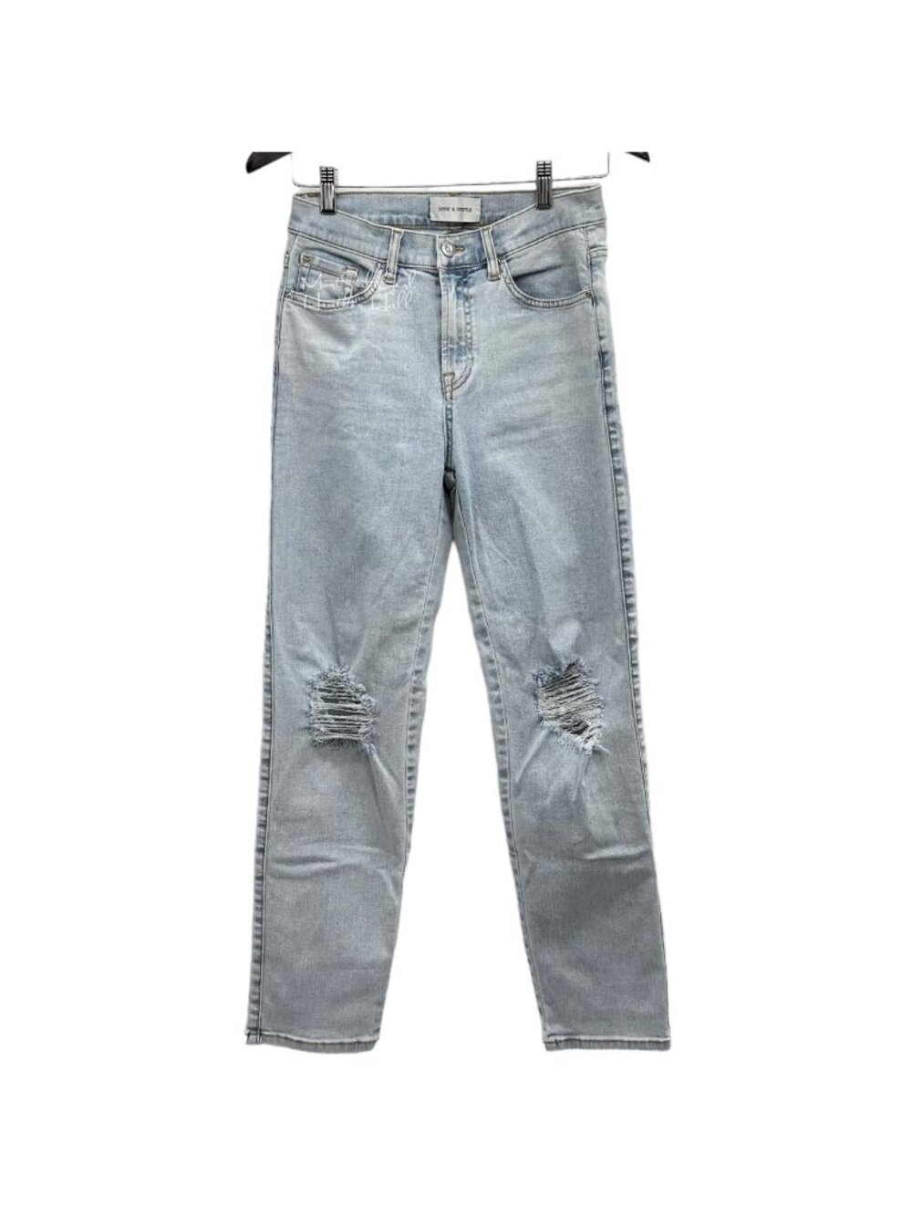 Sene X Emma Kristen Liggett Sea Skinny Ripped Distressed Knee Holes Denim Jeans